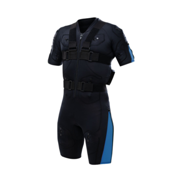 Hybrid Blue EMS training suit with cables